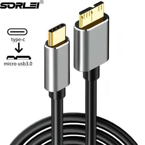 5Gbps Micro B to USB C Hard Drive Cables USB C to Micro B for External Hard Drive Golden head Cable