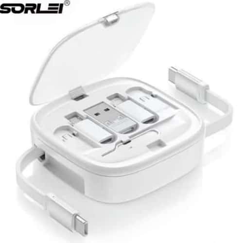 60W 3 in1 Multi Charging Cable 3ft Retractable Charger Cable USB C to USB Adapter OTG Kit with Type C/Micro/iOS Data Transfer Contains Card Slot for Traveling