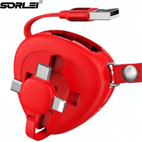 66W 6A 1.2M 3 in1 riangle Multi Fast Charging retractable mobile phone cable Micro USB Type C cable For iphone with hand rope