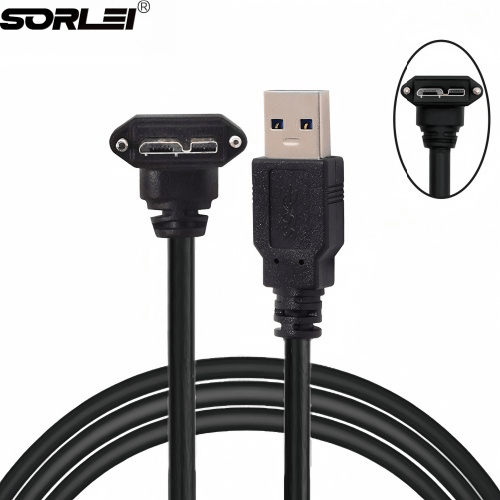 1.2m 90 Degree Up Angled Micro USB Screw Mount to 3.0 Data Cable for Industrial Camera
