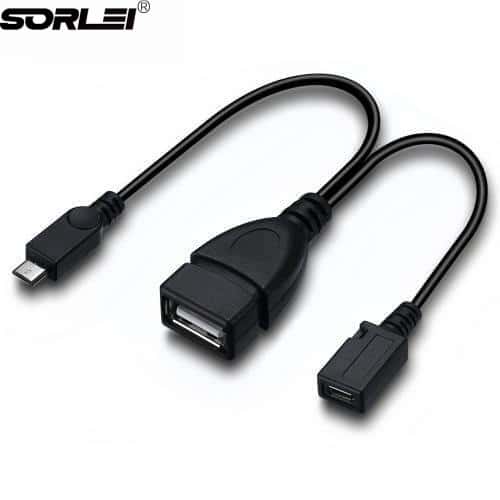 USB 2.0 A Female to Micro 5 Pin USB B Male + Micro Female OTG Power for Fire Stick Playstation Classic and More 