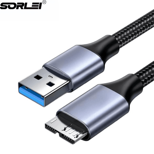 Nylon weaving USB 3.0 A to Micro USB 3.0 B for Xbox External Hard Driver synchs and tablets equipped