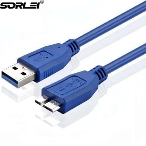 Blue USB 3.0 A Male to Micro B Male SuperSpeed Data Cable for WD SeaGate PC HDD Hard Disk Driver