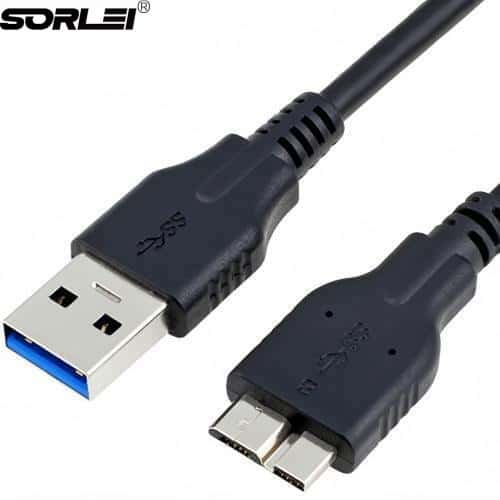 Blue USB 3.0 A Male to Micro B Male SuperSpeed Data Cable for WD SeaGate PC HDD Hard Disk Driver