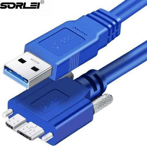 USB 3.0 Type A male to Micro B USB3.0 Blue cable with screw locking for Xbox External Hard Driver