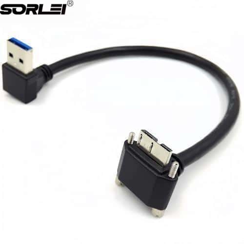 Down Angle USB 3.0 A Male to Down Angle Micro USB 3.0 Male Screw Lock Data Sync Charging Cable
