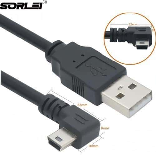 USB 2.0 A male to Mini USB B 5Pin Male Right Angle Adapter Data Charge for Nextbase Dash Cam