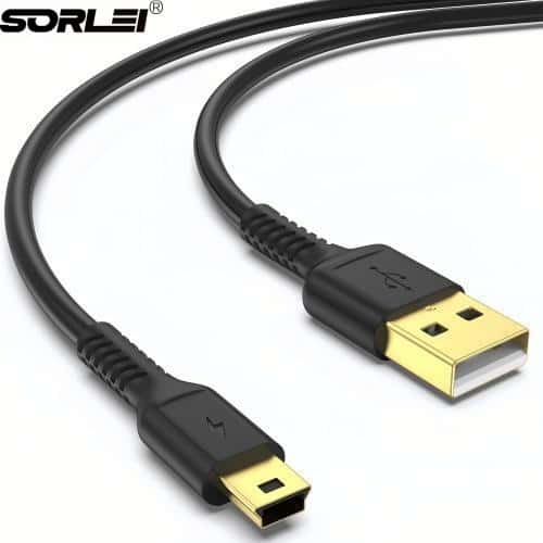 USB 2.0 Type A to USB Mini B 5Pin charging cable charger Compatible with PS3 Controller MP3 Player Digital Camera GPS Receiver Dash Cam Garmin GPS, Hero 3+