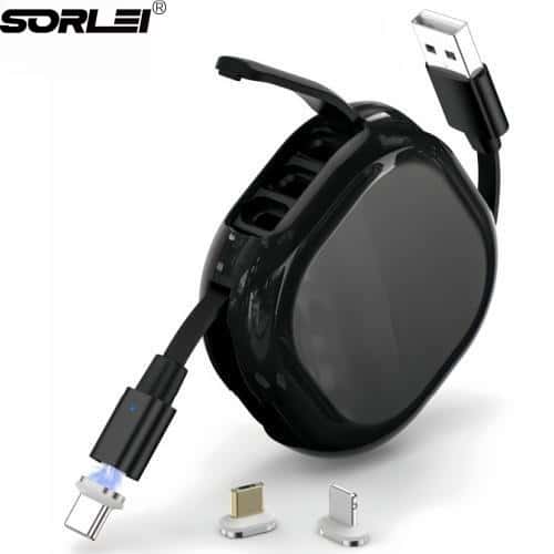 3 in 1 3A Multi Retractable Magnetic charging cable for iphone Type C Micro USB data cable