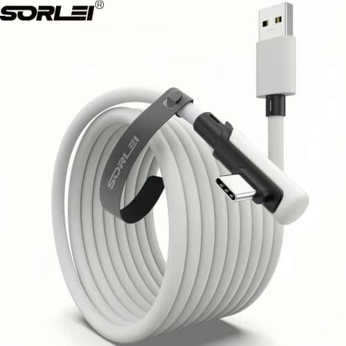 3-5M 3A Type-C Cable 90 Degree Right Angle Gaming Cable USB-A to Type-C 18W Suitable for VR