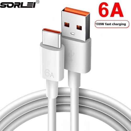 Premium 6A Type-C/USB-C to USB A charging cable data sync & charging cord for Xiaomi 65W Max, USB C 120W Mi Turbo