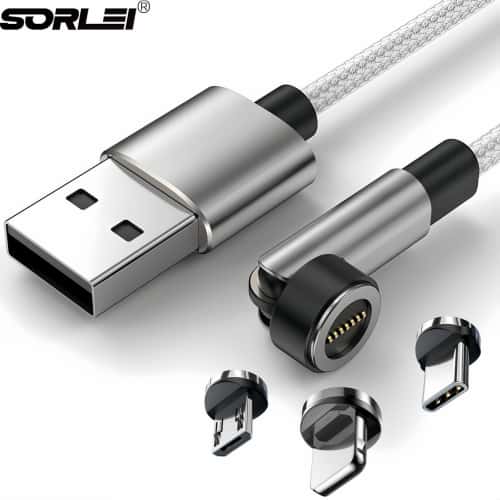 540 Degree Rotating 3 in 1 Braided  Nylon Magnetic Data Charging Cable