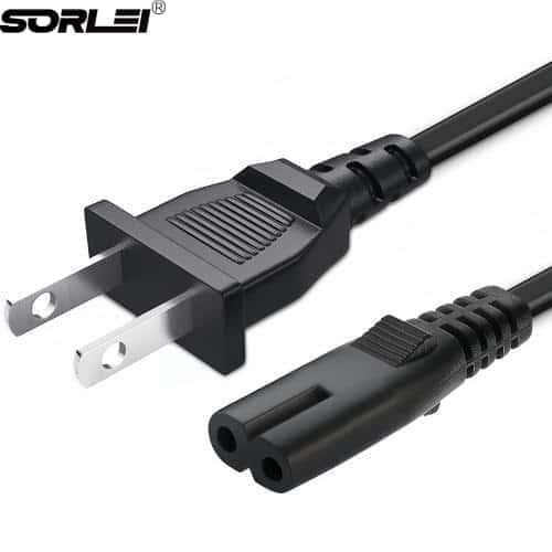 2 Prong Power Cord NEMA 1-15P to IEC320 C7 2 Slot Nonpolarized Power Cord, Figure 8 Shotgun Power Cord Replacement