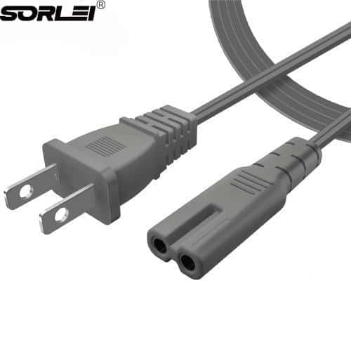 2 Prong Power Cord NEMA 1-15P to IEC320 C7 2 Slot Nonpolarized Power Cord, Figure 8 Shotgun Power Cord Replacement for PS4, PS3 Slim, Printers, LG, Apple, Samsung, TCL TV, etc 