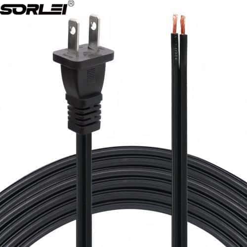 110V 115V 120V 300V  2 Prong Power Cord SJT 18AWG NEMA 1-15P AC Cord Stripped  Extension Cord  US Plug Power Cord with Stripped Wire Ends