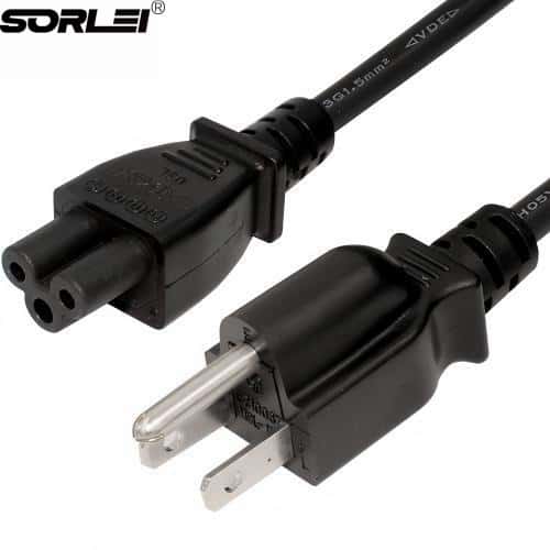 IEC320 C5 to NEMA 5-15P 3-Prong Mickey Mouse Power Extension Cable Wire Connector Socket Plug Jack for Laptop Notebook AC Supply Adapter Charger Wall Outlet