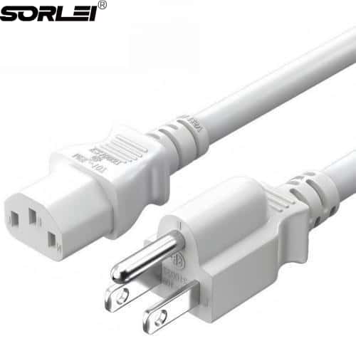 White 3 Prong  C13 Power Supply Cord Power Cable NEMA 5-15P to C13 / IEC 320 for Computer Medical Server Desktop 