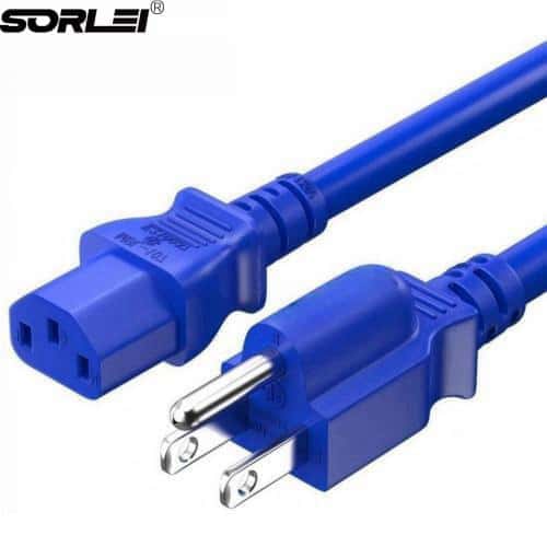 18AWG American standard AC Power Cord Cable Nema 5-15p to C13 USA 3 Pin Power Cord  IEC320 250V 10A Computer Monitor Power Cable