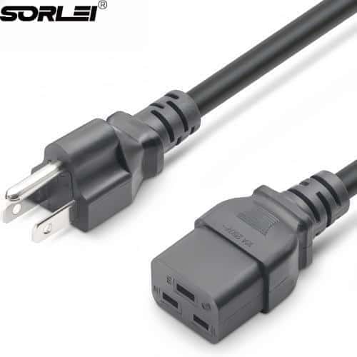 Nema 5-15P to C19 Heavy Duty UPS Power Cord SJT 14AWG 16A US 3pin Power Cord for UPS PDU PSU