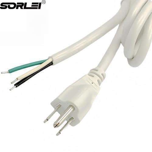US Standard 3 Pin Prongs Stripped Ends American Extension Power Cord