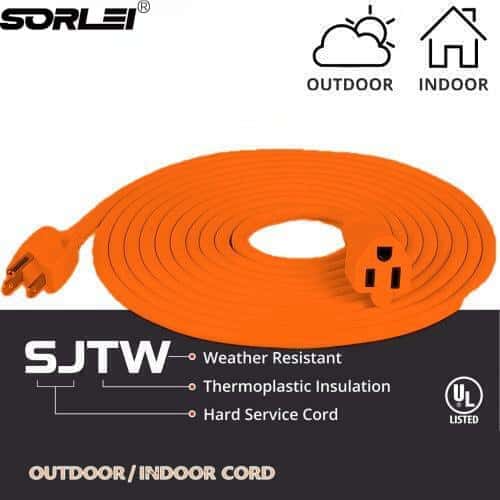 3 Prong Waterproof AWG SJTW Black PVC Jacket Electric Extension Cord 