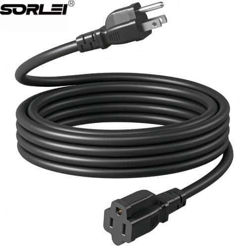 AWG SJTW Black PVC Jacket Electric Extension Cord NEMA Female End US Plug Standard ETL Certified Indoor Outdoor Appliances