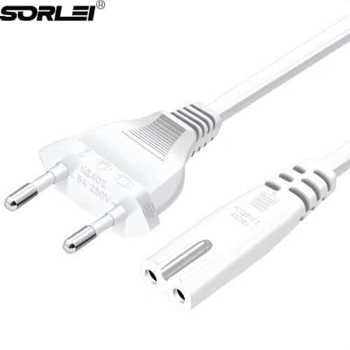 Euro 2-prong CEE7/16 Plug to Angled IEC 320 C7