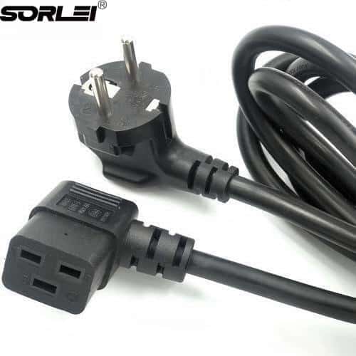2-Prong European Power Cord 16A 250V EU 3Pin CEE 7/7 to left Angle C19 Power cord H05VV-F 3G 1.5mm²