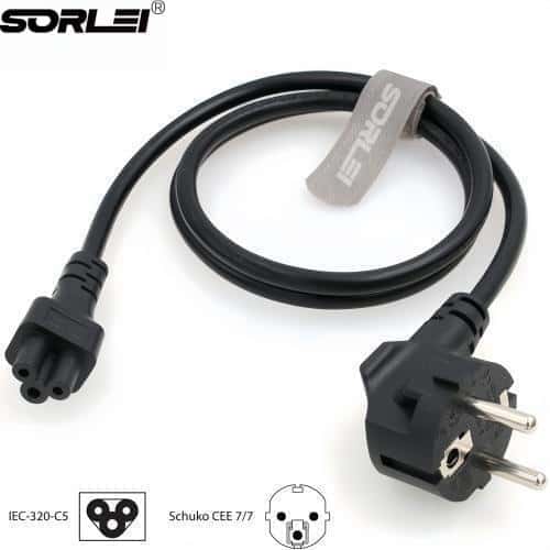 European 3-Prong Notebook Power Cord EU CEE 7/5 Plug to IEC 60320 C5 250V 16A EU Power Cord for Laptop Desktop