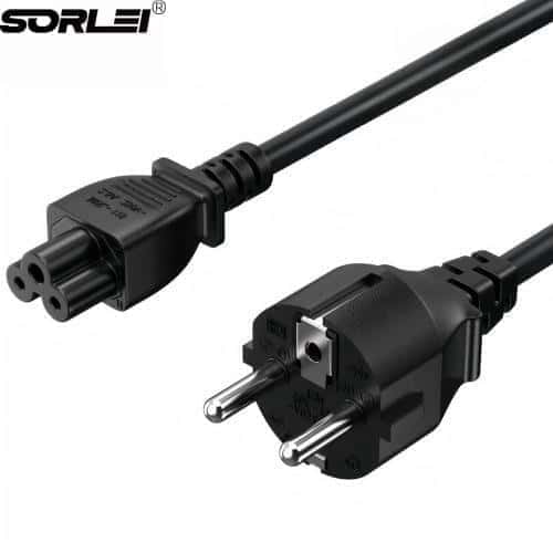 PVC Black 3pin laptop power cable with plug EU standard power cable 1.2M For C5 C6 Computer