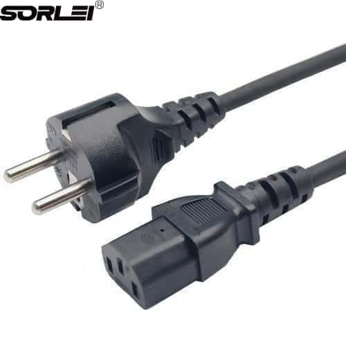 250V 10A/16A Europe French Schuko 3 pin Plug to IEC C13 Eu Laptop Cable CEE7/7 Euro European Standard Ac Power Cord