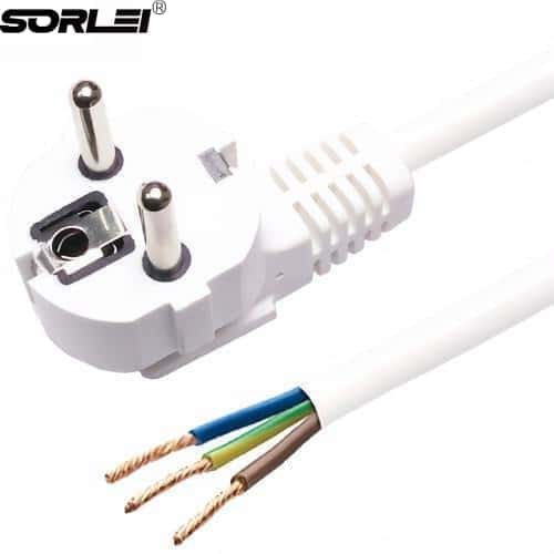 European standard Extension 250V VDE 2 Pin AC tail power cord Euro 3 Pin Schuko with Stripped for Home Appliance