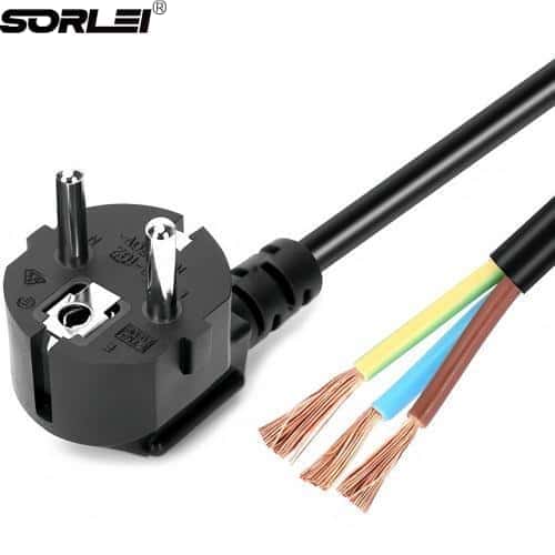 European standard Extension 250V VDE 2 Pin AC tail power cord Euro 3 Pin Schuko with Stripped for Home Appliance