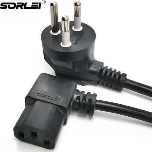 90 Degree Right Angle Black 3 Pin 16A 250V Thailand TISI to IEC 320 C13 Plug Power Cord 