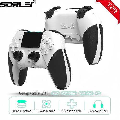 T29 Wireless Game Joystick Controller for PS4 with 2 Mapping Buttons 3.5mm Audio and Turbo function