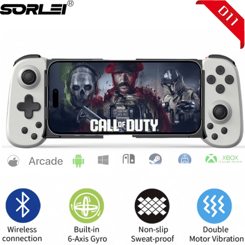 Mobile Gaming D11 Stretch Game Controller Gamepad Hall Trigger for Switch PC Android IOS BT Gaming Controller for Mobile Phone