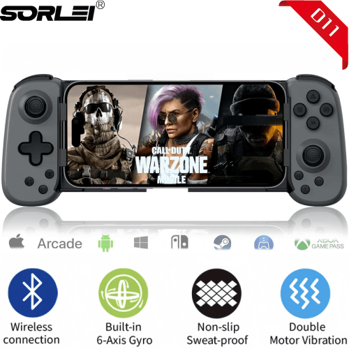 D11 Wireless Gamepad Joystick with Turbo/6-axis Gyro BT Gaming Controller for iPhone Android PC Switch PS3 PS4