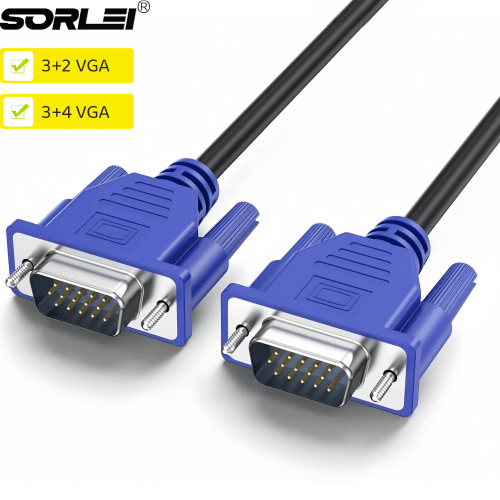 VGA to VGA 3+2/3+4 VGA Monitor cable 15 Pin Male to Male 1080p Cord for TV DVD Computer Connecters with dual magnetic