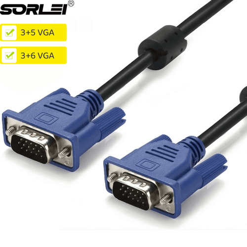 VGA to VGA 3+5/3+6 VGA Monitor cable 15 Pin Male to Male 1080p Cord for TV DVD Computer Connecters with dual magnetic