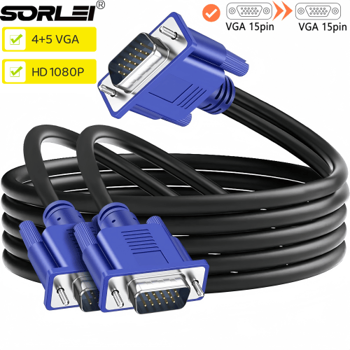 VGA to VGA 4+5 VGA Monitor cable 15 Pin Male to Male 1080p Cord for TV DVD Computer Connecters with dual magnetic