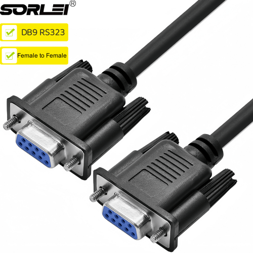 DB9 Female to Female 9 pin RS232 Null Modem Cord Shielded Extension Cable for Data Communication