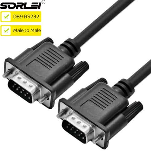 DB9 RS232 Serial Cable Straight Through RS-232 Male to Male 9 Pin Extension Cable for Data Communication