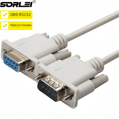 White DB9 RS232 Male to Female Serial Cable Straight Through Adapter Wire for Connect Various Serial Interface Devices