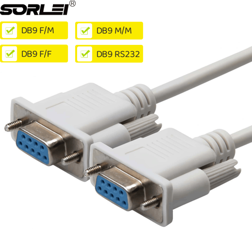 Grey Straight Through DB9 9Pin Serial RS232 Female to Female Extension Cable for Connect Various Serial Interface Devices