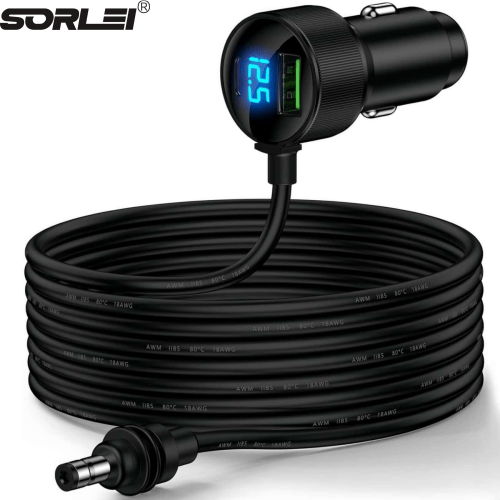 For Starlink Mini Power Cable 10FT 3M 12V-24V Cigarrete Lighter Adapter to DC Power Cable with USB Type-C Port and Voltmeter