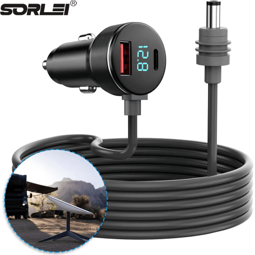 Car Charger Cable for Starlink Mini with Display 60W DC +33W Dual USB-C USB-A