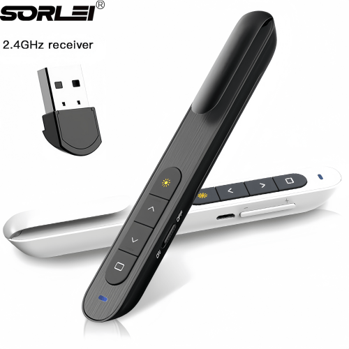 Red Laser Light 2.4G Clip Type USB Wireless Presenter Laser Pointer turning Pen Volume Control for PPT Remote Control