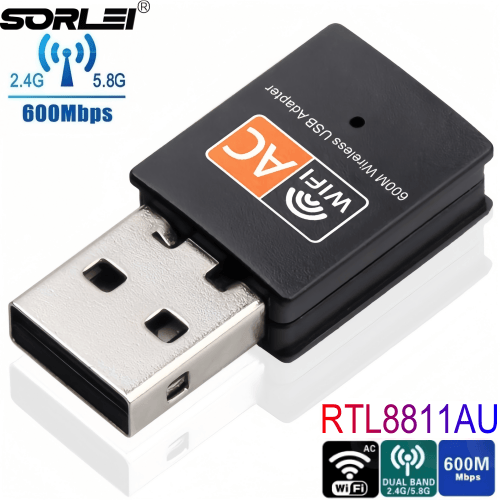 AC600Mbps RTL8811AU USB WiFi Dongle 802.11ac Wireless Network WiFi Adapter with Dual Band 2.4GHz/5Ghz for Desktop Laptop Support Windows XP/7/8/10 macOS, Linux etc