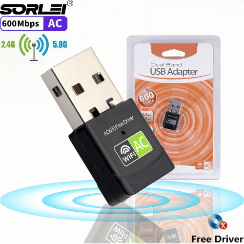 Free Driver RTL8811 AC600Mbps 802.11ac Black USB WiFi Adapter Dual Band 2.4GHz/5GHz Wireless Network Card Dongle for Desktop Laptop