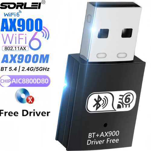 Drive Free WiFi6 AX900 USB WiFi Adapter Bluetooth WiFi 2-in-1 Wireless Network Card with Dual Band 2.4G+5G USB WiFi Dongle for PC/Desktop/Laptop